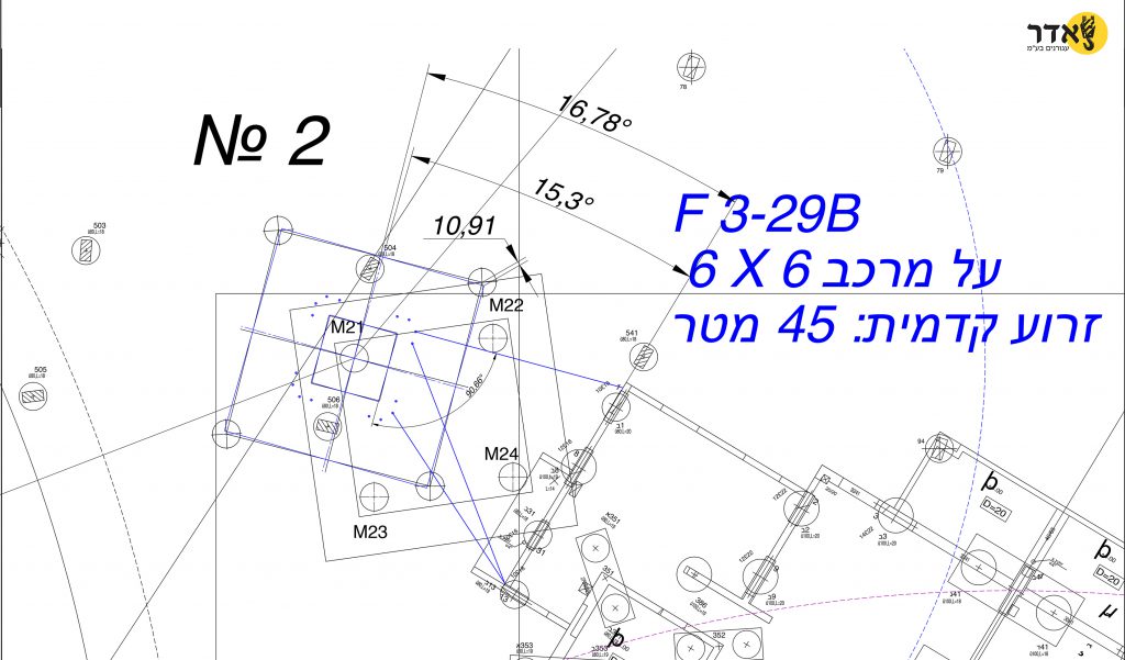 שרטוט הצבת עגורנים באתר בנייה